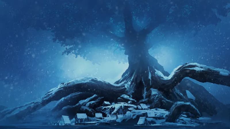 Yggdrasil Village map, Winter Night variant