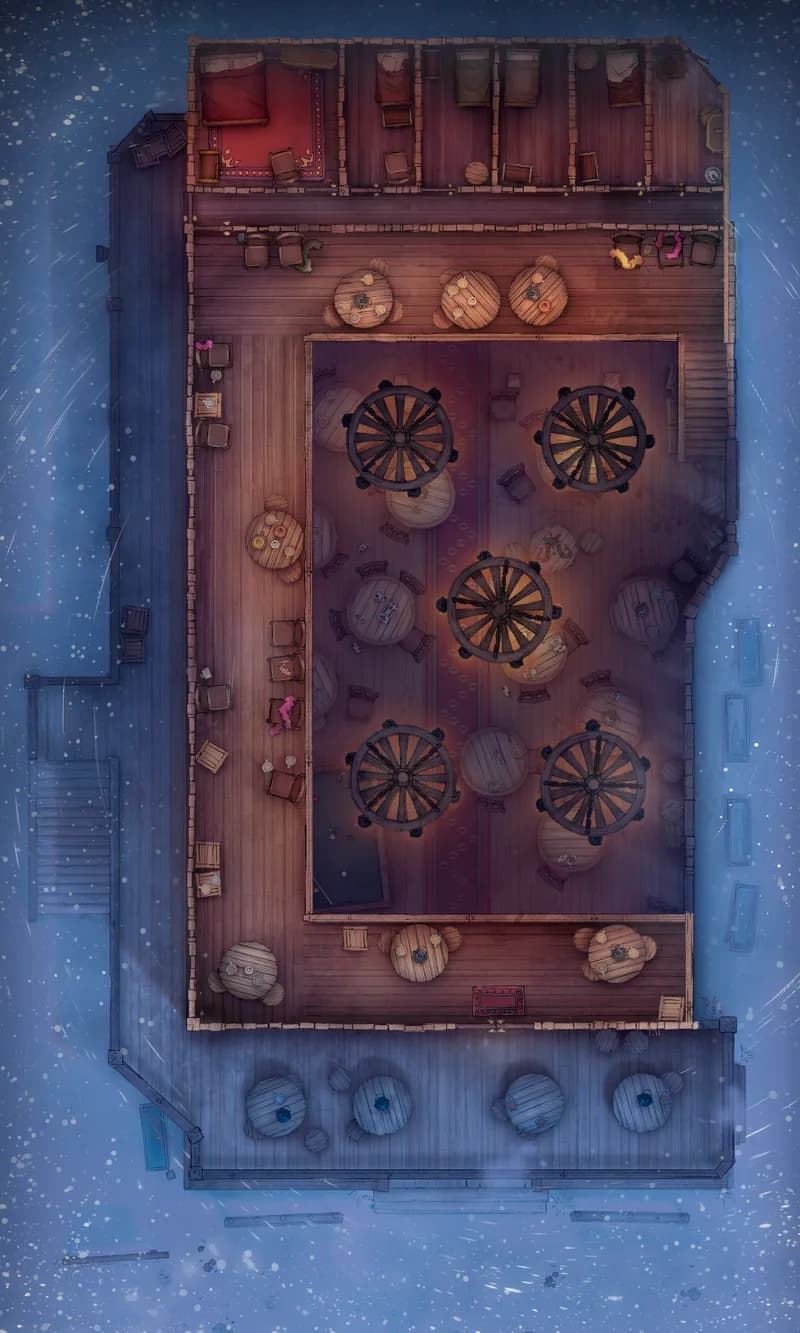 Wild West Saloon map, Top Floor Snow Storm Night variant thumbnail
