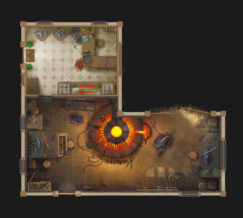 Blacksmith Interior map, Ground Floor Original Day variant