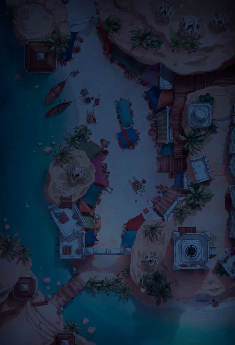 Beachside Bazaar map, Fixed Bridge Night Dark variant thumbnail