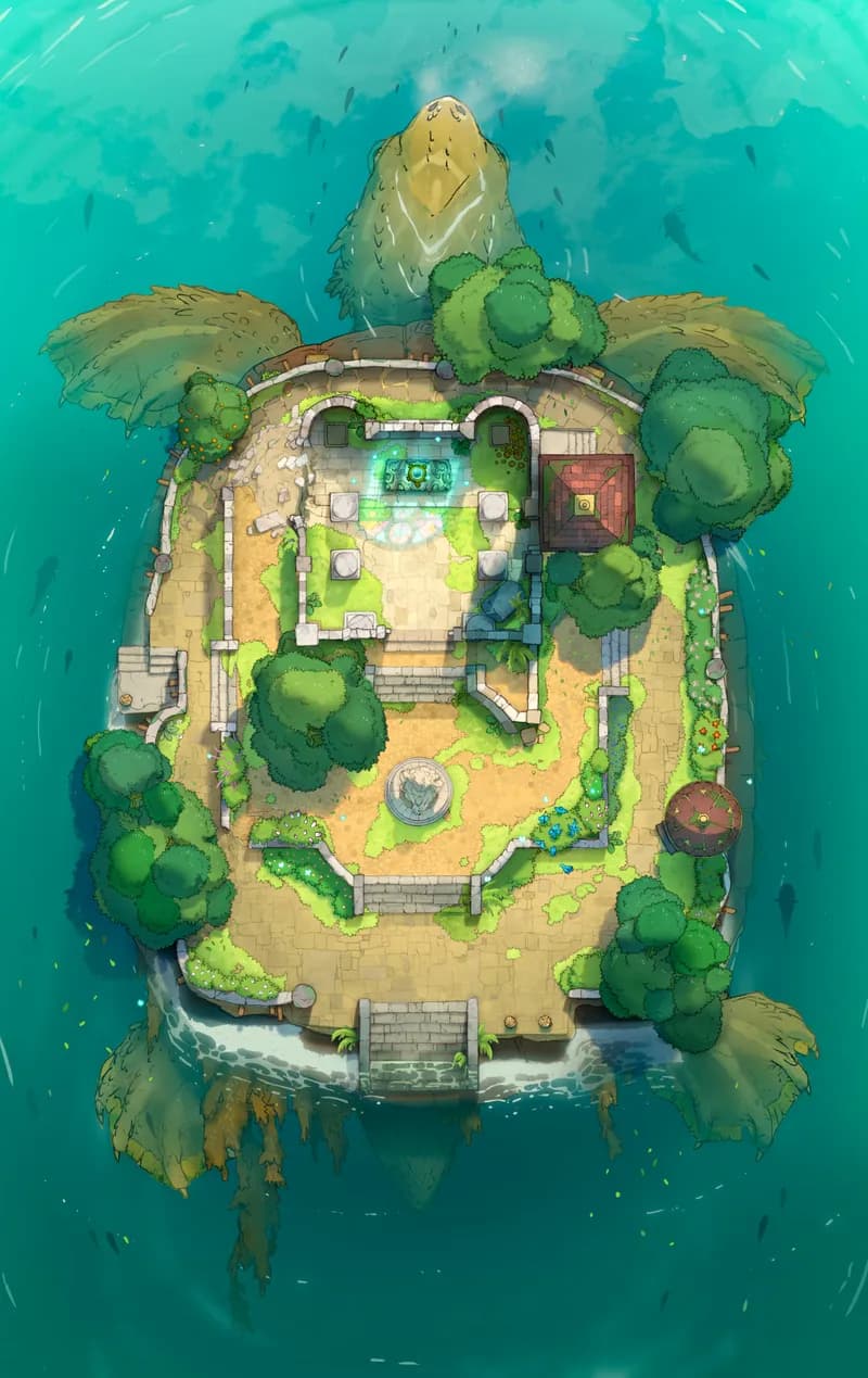 Tutelary Turtle Island map, No Boats variant thumbnail