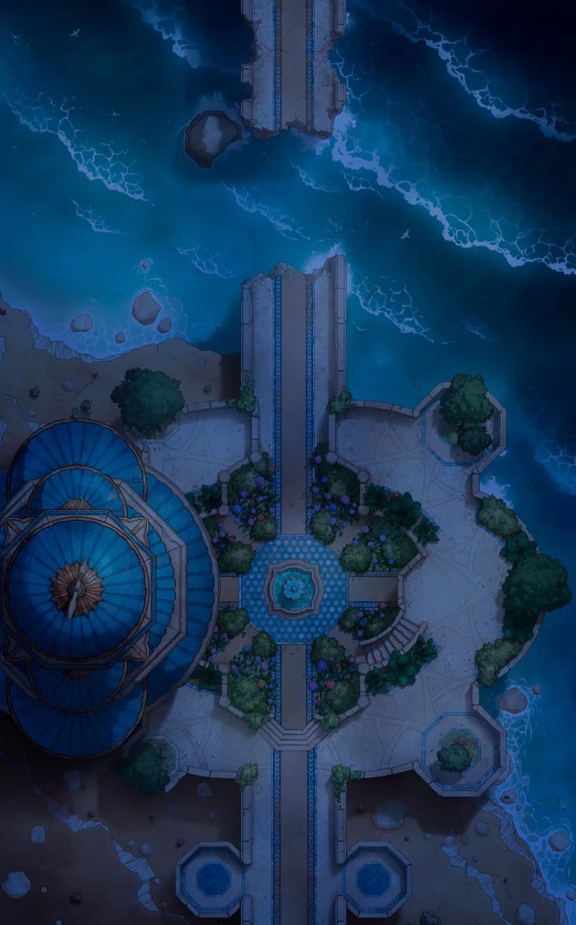 Djinn Gardens map, Collapsed Bridge No Gate Night variant thumbnail