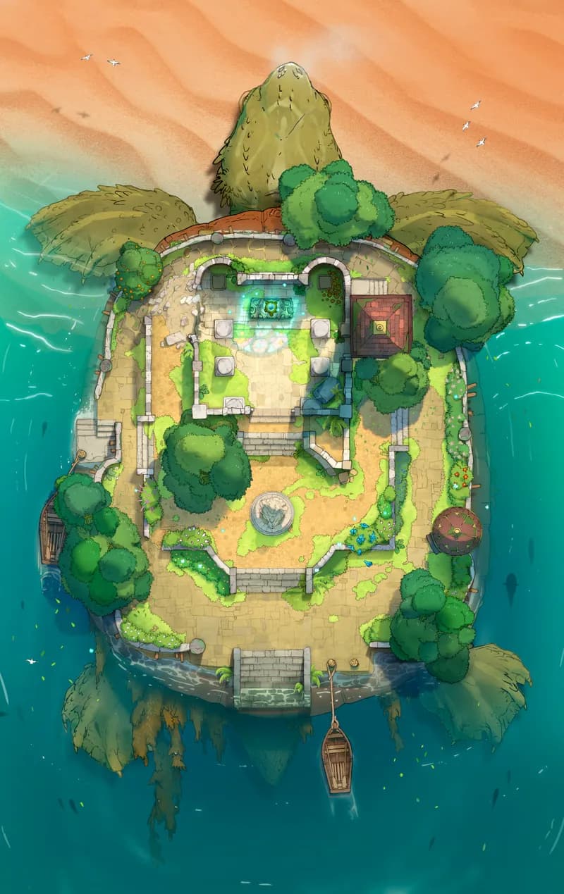 Tutelary Turtle Island map, Beach variant thumbnail