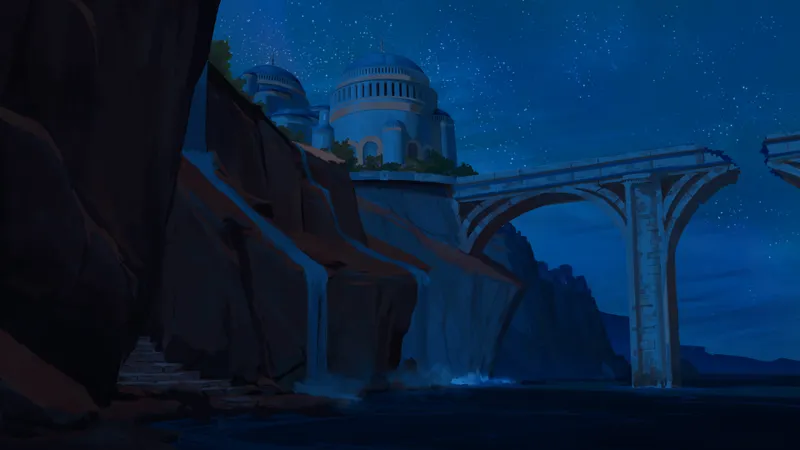 Djinn Gardens map, Collapsed Bridge No Gate Night variant