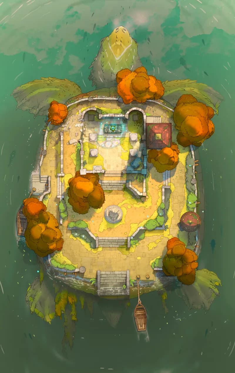 Tutelary Turtle Island map, Autumn variant