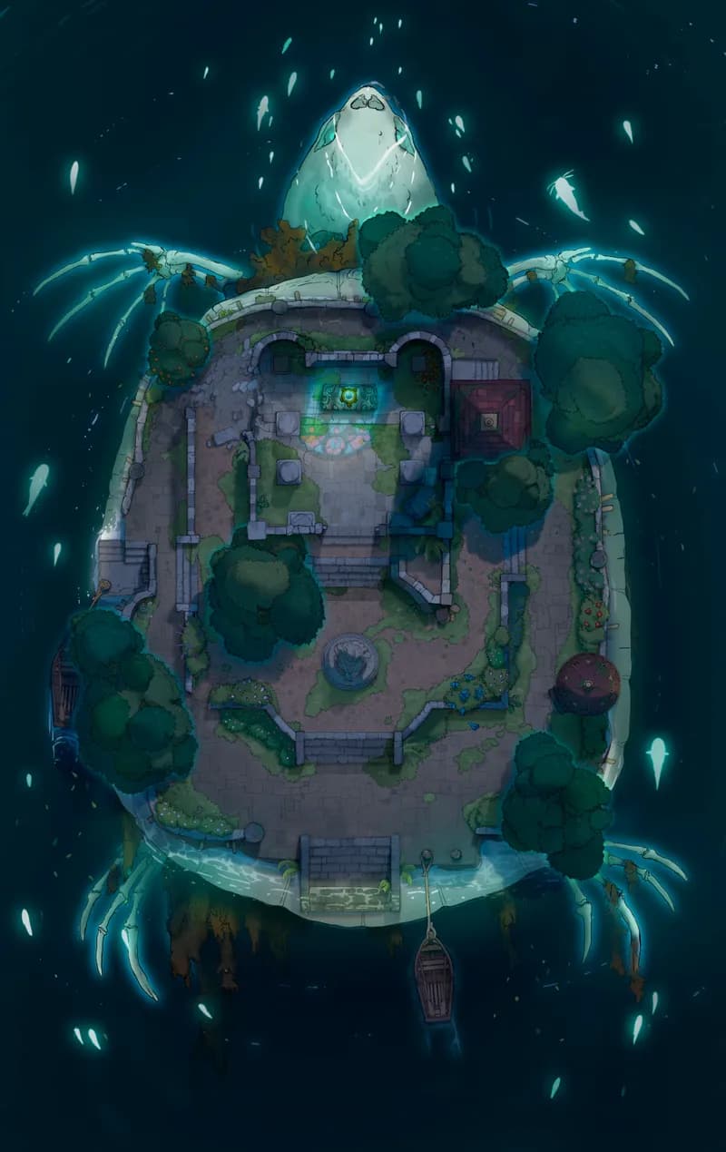Tutelary Turtle Island map, Skeleton Dark variant thumbnail
