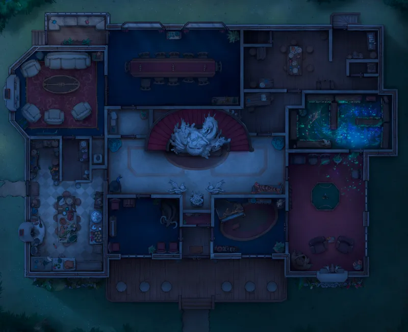 Grand Hunter's House map, Ground Floor Enchanted Library variant