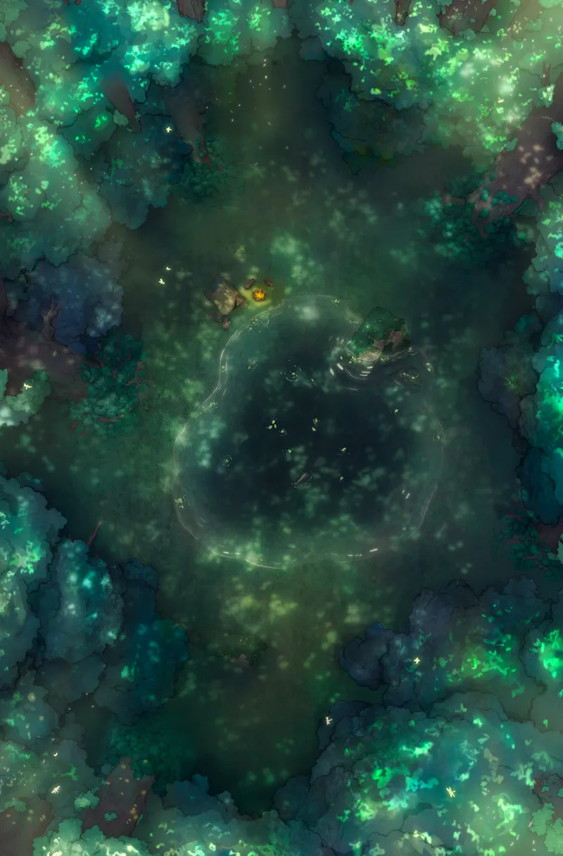 Overgrown Magic Forest map, Deep Pond Camp Day variant
