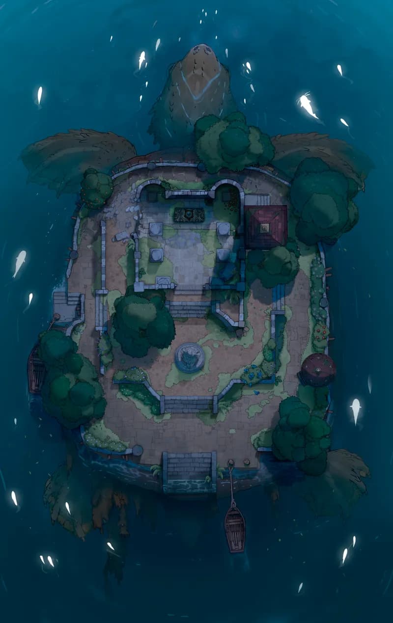 Tutelary Turtle Island map, Night Fish variant thumbnail