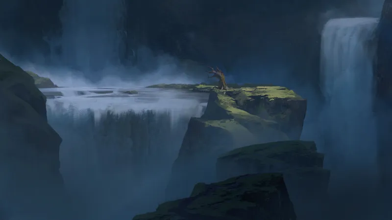 Wonderful Wizard Waterfall map, Natural Night variant