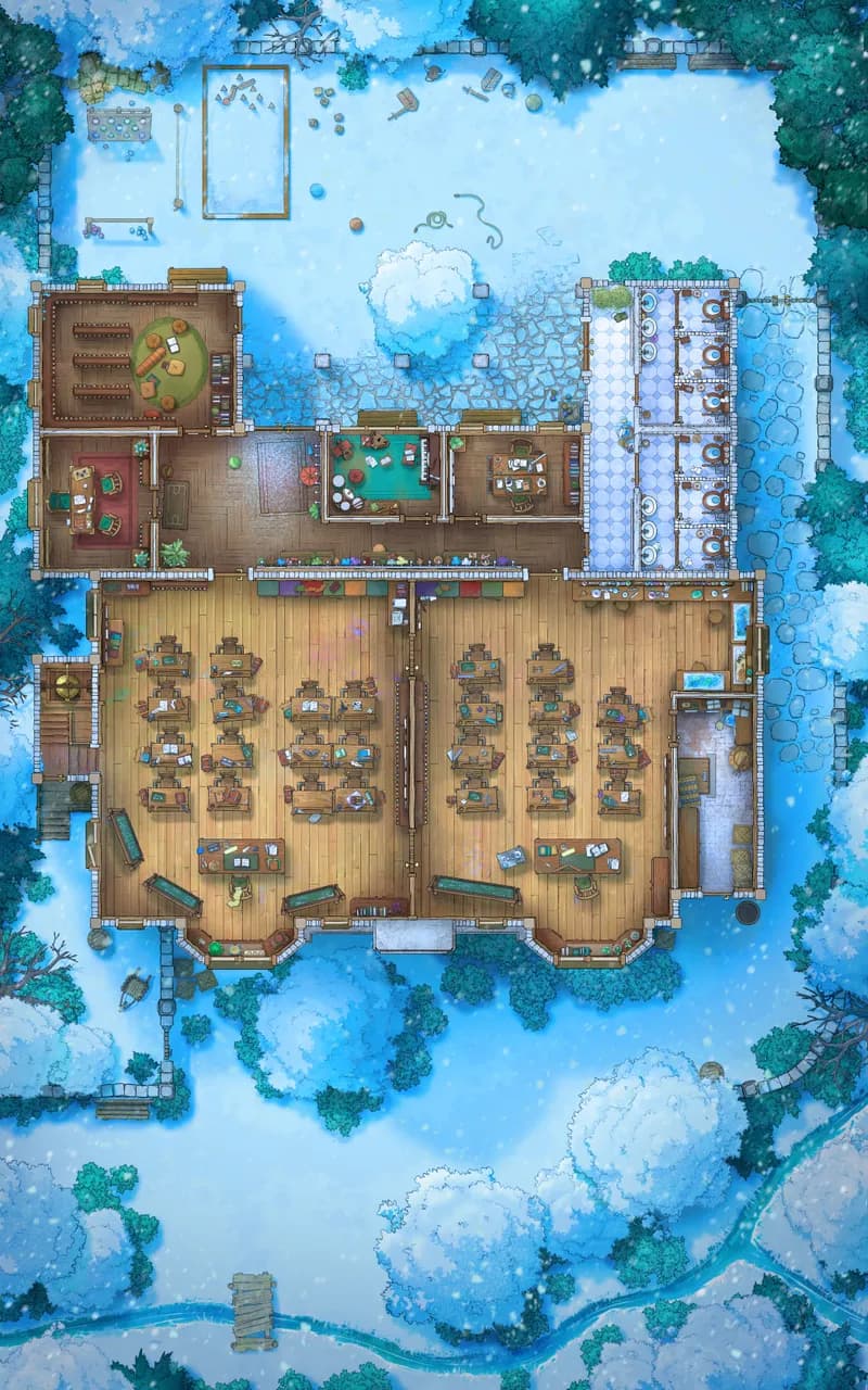 Quaint Village School map, Winter Day variant thumbnail