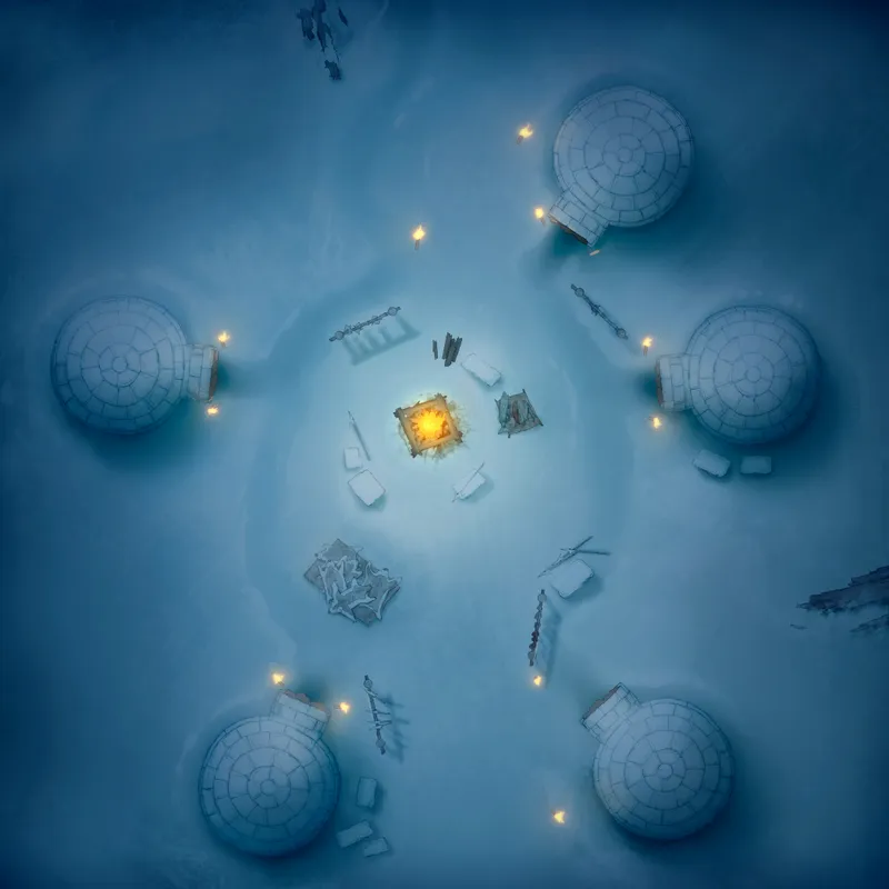 Remote Ice Village map, Igloo Village Fire Night variant thumbnail