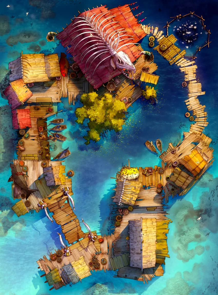 Floating Village map, Fish Market Day variant