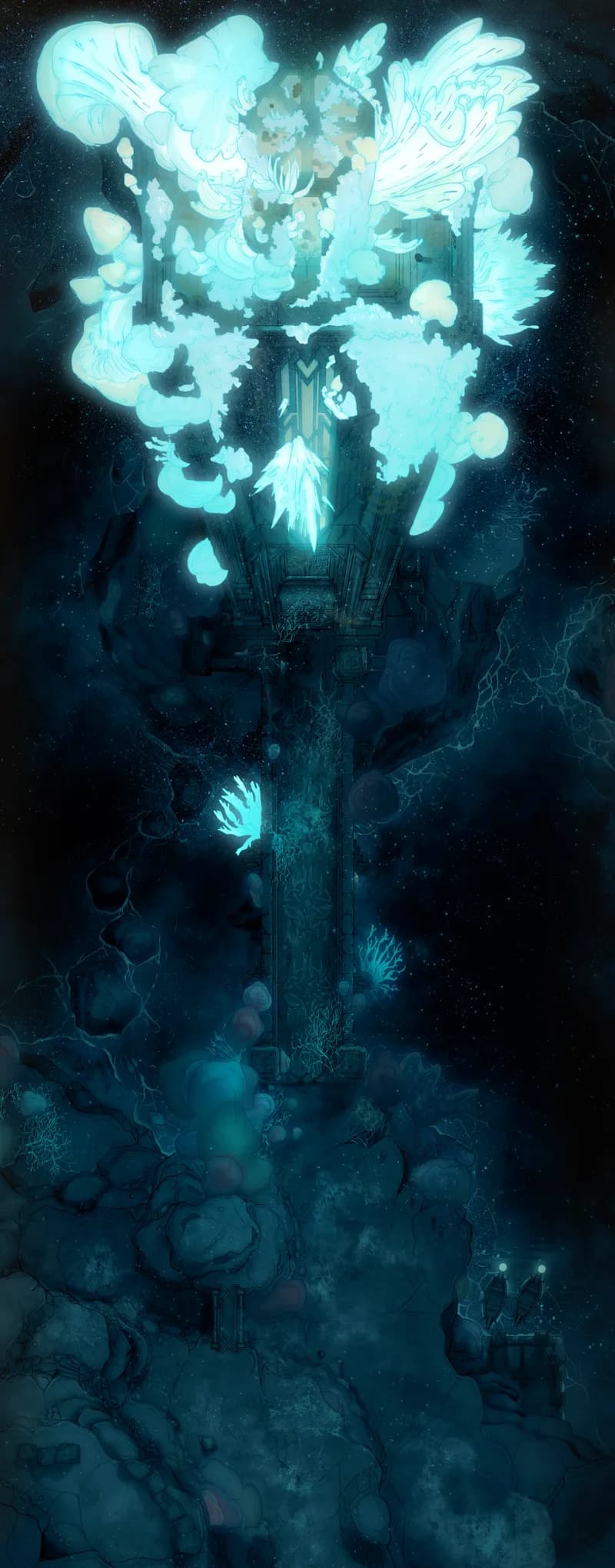 Chthonic Lighthouse map, Bioluminescent Fungi variant