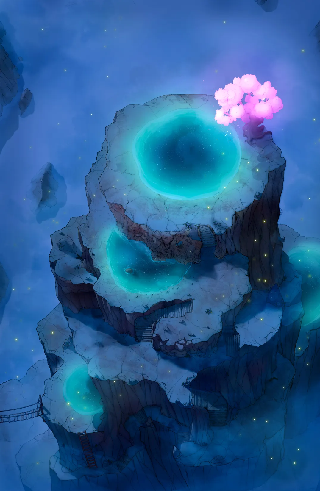 Mountaintop Observatory map, Hot Spring Night variant thumbnail
