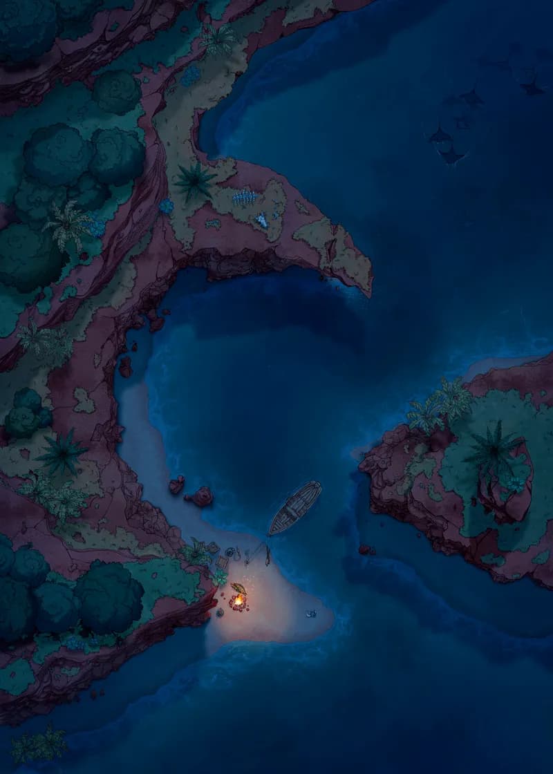 Beachside Cliff map, Campfire variant
