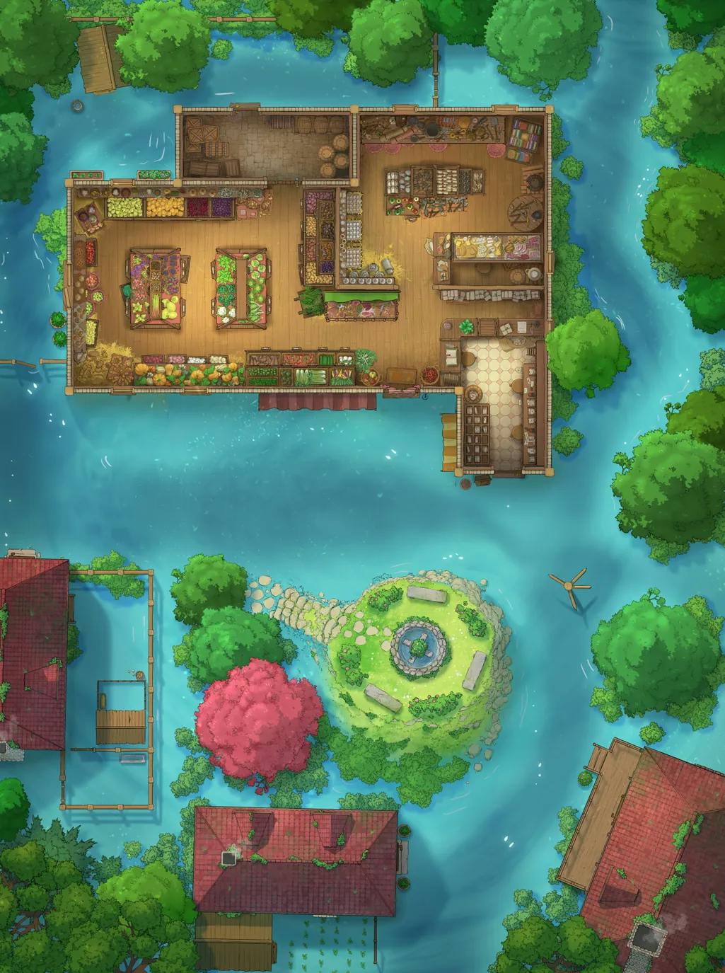 Gentle Village Greengrocer map, Flood variant