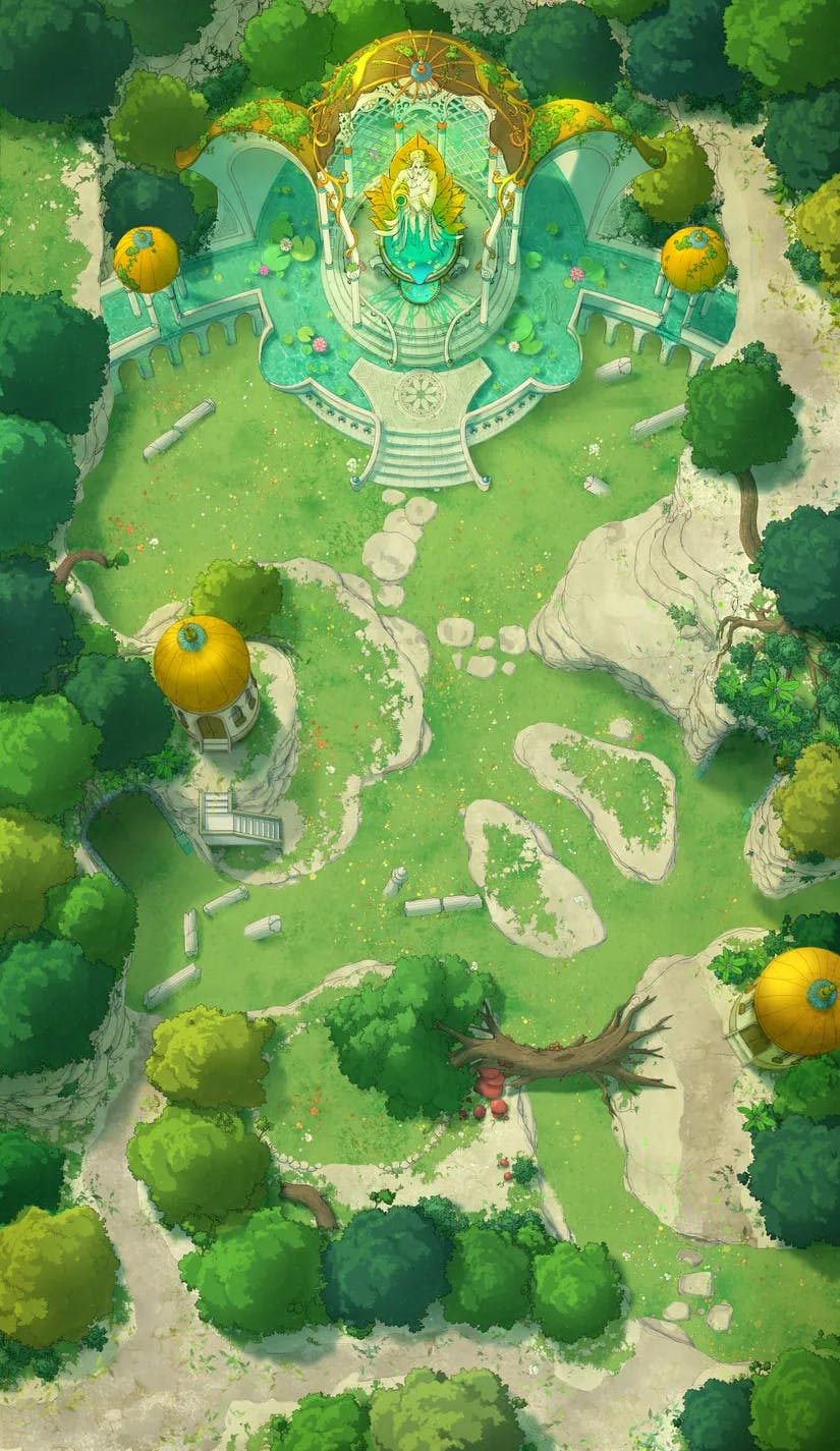 Nymph Fountain map, Grass Day variant