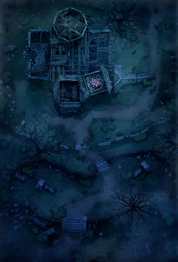 Forgotten Chapel Graveyard map, Night variant