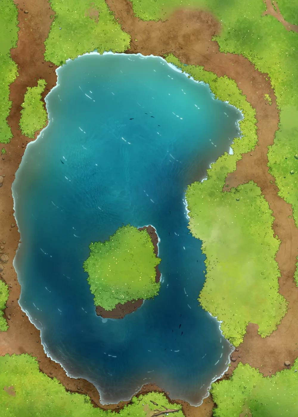 Rusty Robot Lake map, Natural No Trees variant