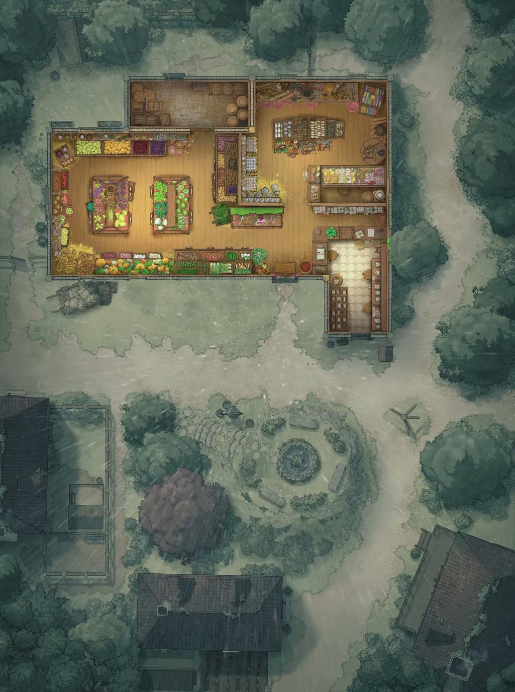 Gentle Village Greengrocer map, Rain variant
