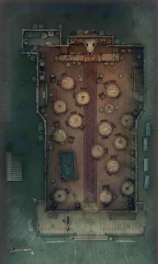 Wild West Saloon map, Ground Floor Rain variant