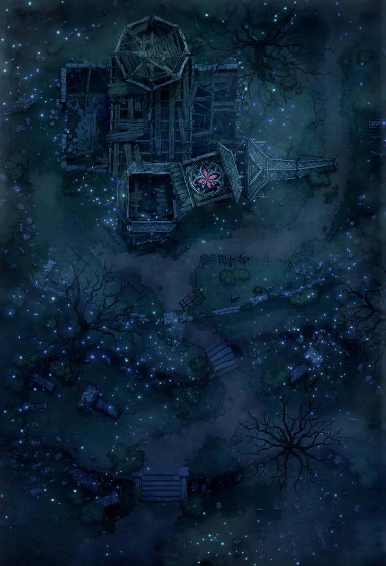 Forgotten Chapel Graveyard map, Fireflies variant