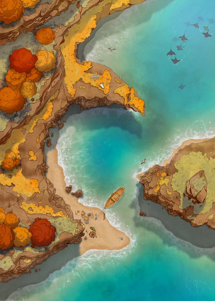 Beachside Cliff map, Autumn variant