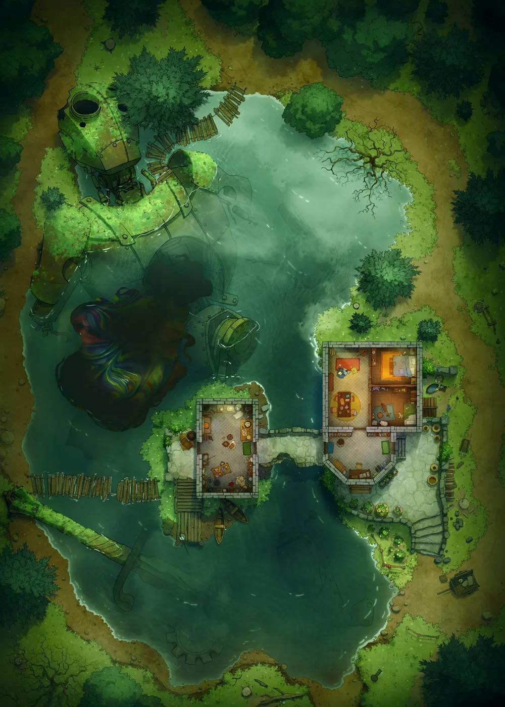 Rusty Robot Lake map, Oil Leak variant