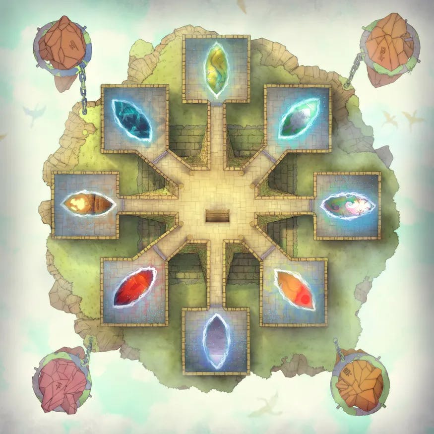 Ancient Wizard Lair map, Plane Portals Day variant