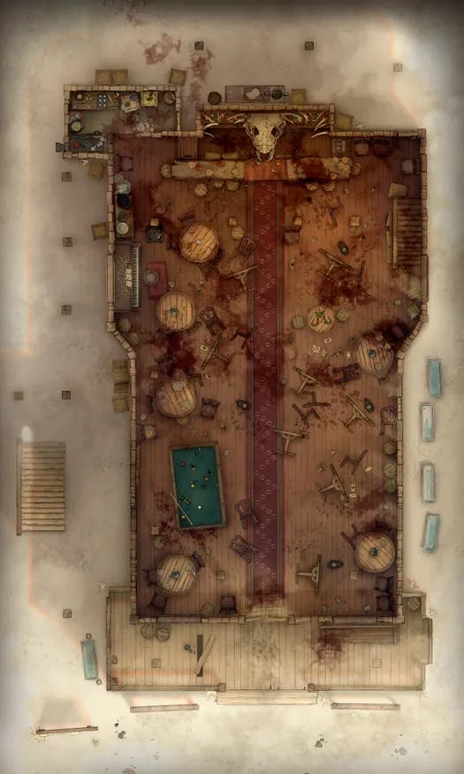 Wild West Saloon map, Ground Floor Bloody Fight Day variant
