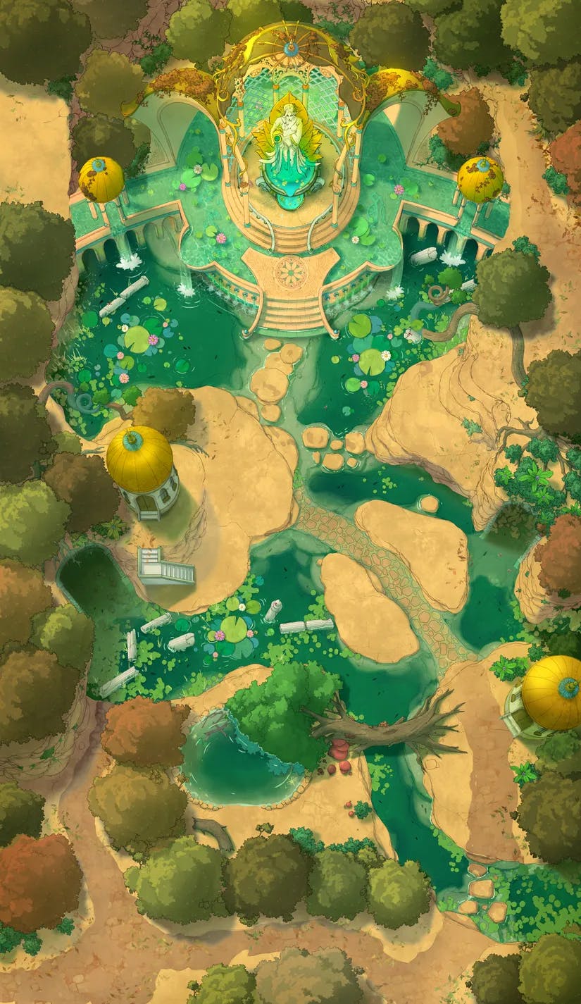 Nymph Fountain map, Desert Oasis variant