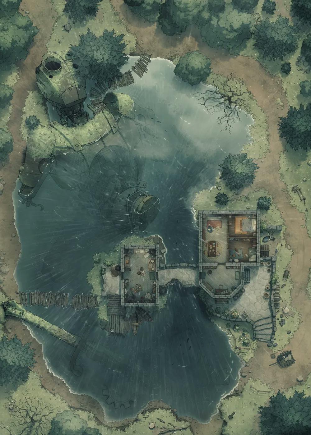 Rusty Robot Lake map, Rain variant
