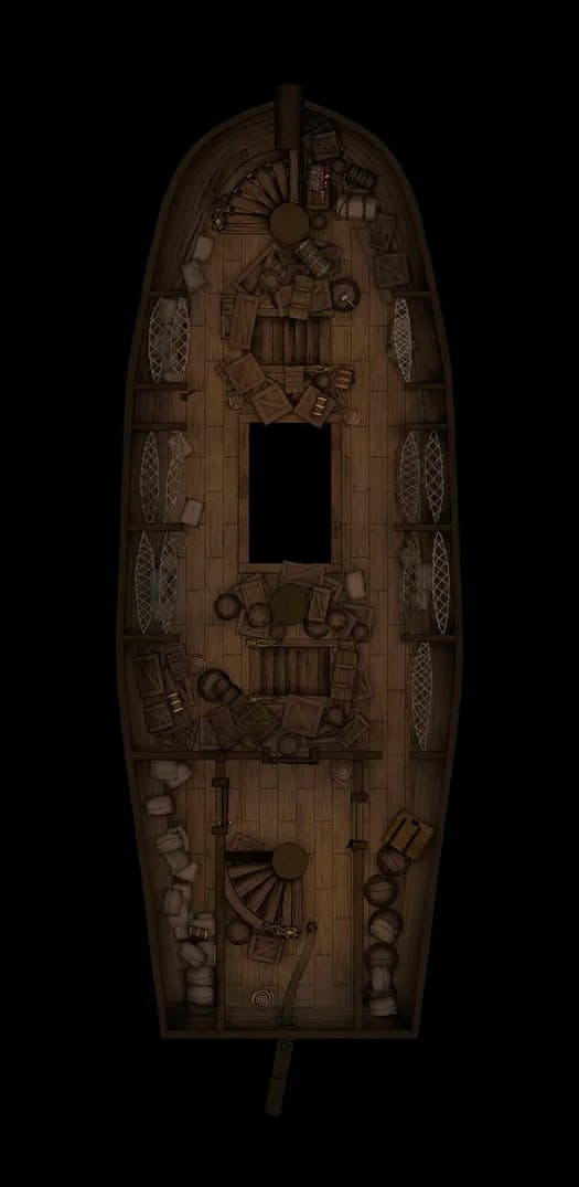 Haunted Ghost Ship Interior map, Undamaged Middle Deck Day variant