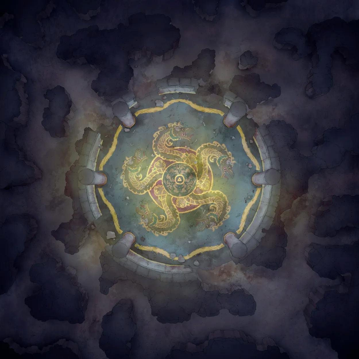 Ancient Hydra Lair map, Gold Glow variant