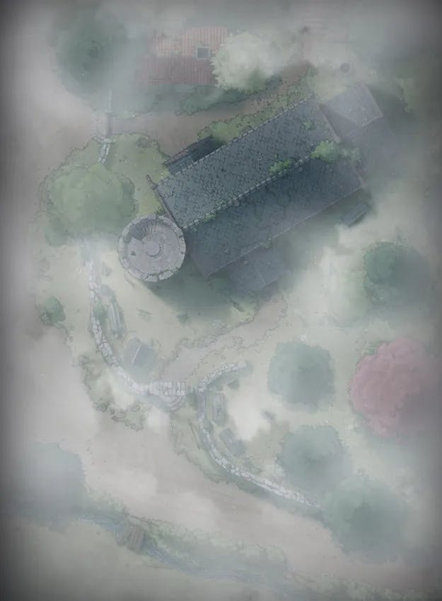 Peaceful Village Church map, Fog Day variant