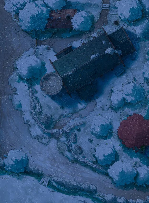 Peaceful Village Church map, Winter Night variant thumbnail