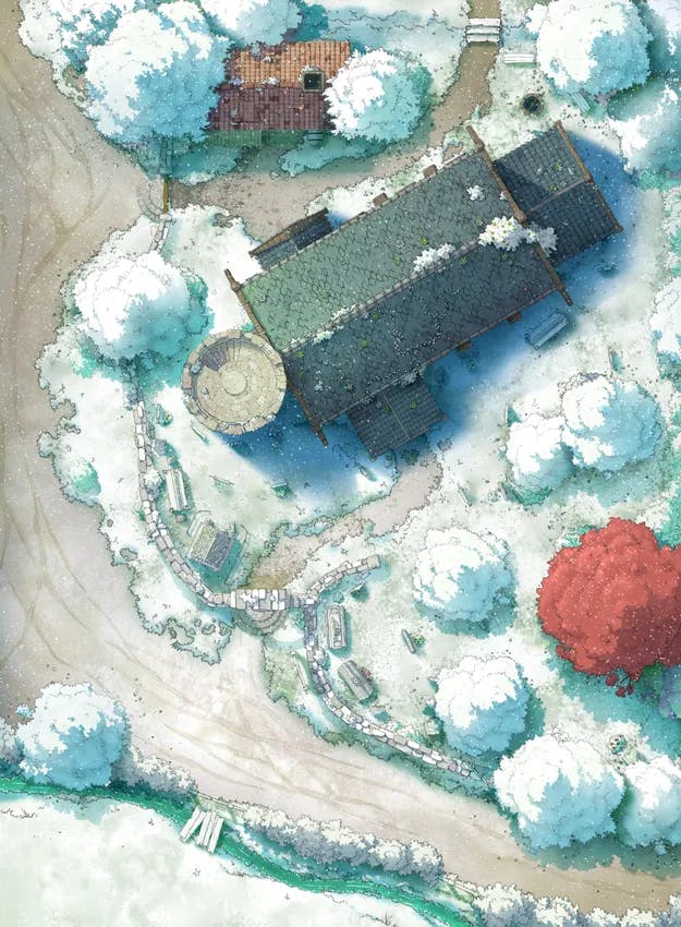 Peaceful Village Church map, Winter Day variant thumbnail