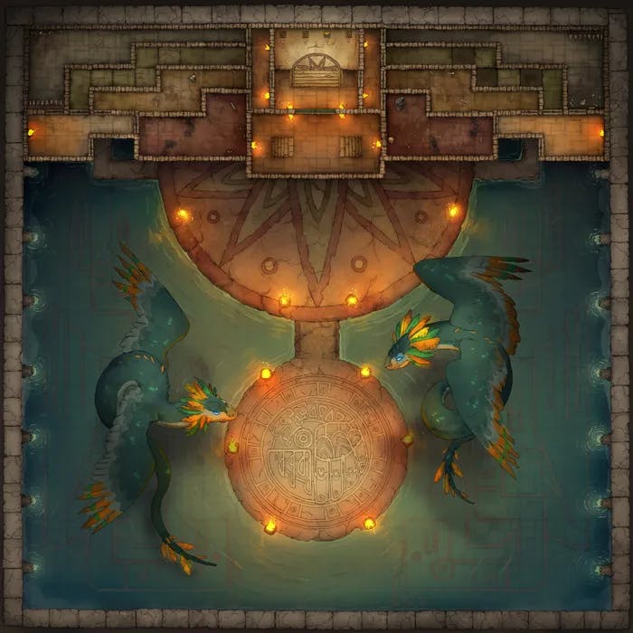 Temple of the Couatl Boss Room map, Two Coatls variant thumbnail