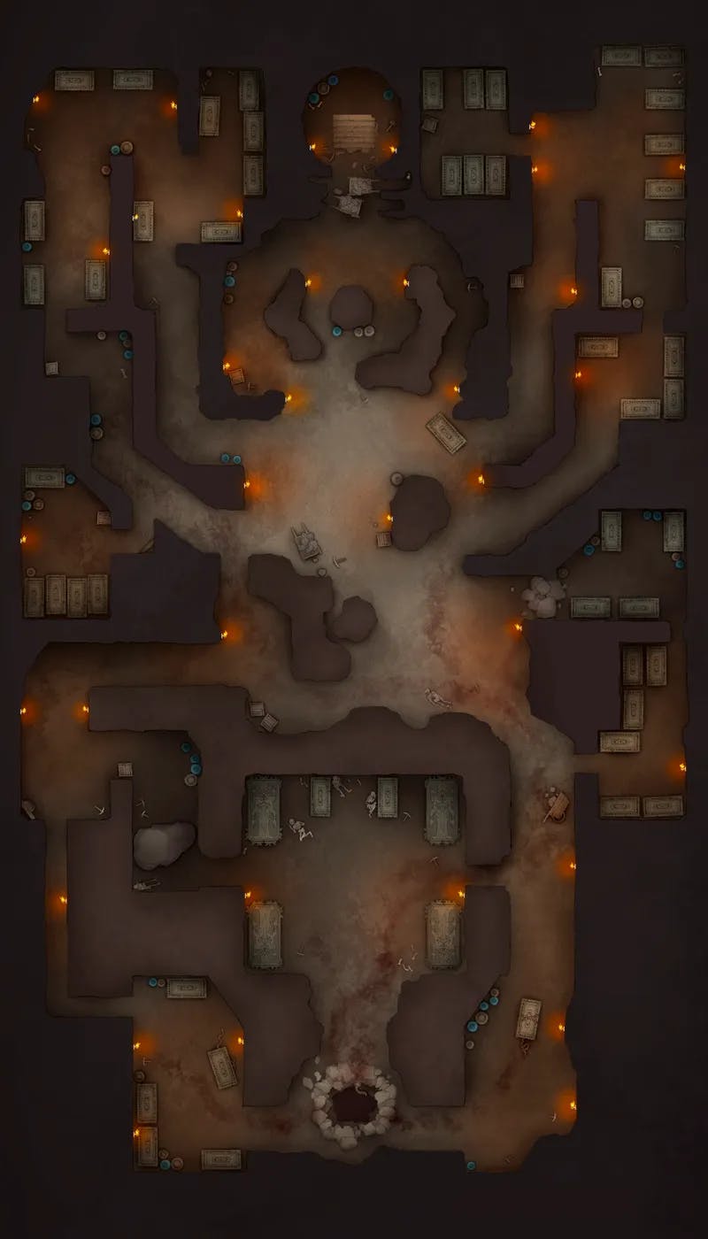 Necropolis Dungeon map, Level 3 Abandoned Tomb variant