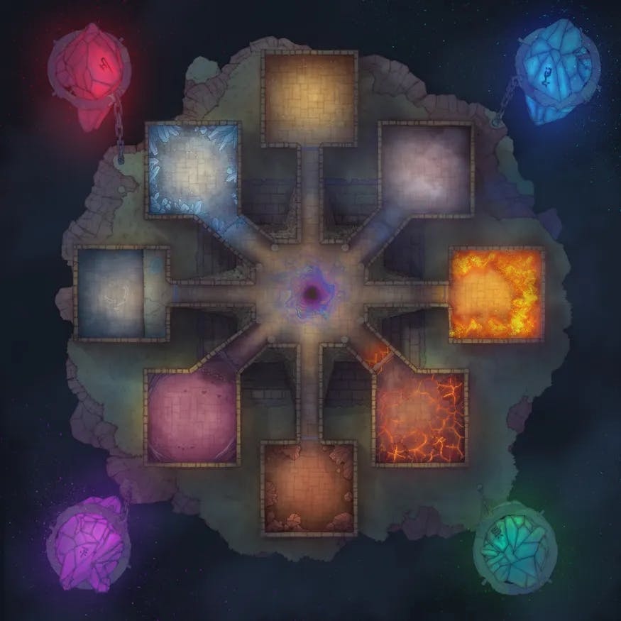 Ancient Wizard Lair map, Elemental Rooms Night variant thumbnail