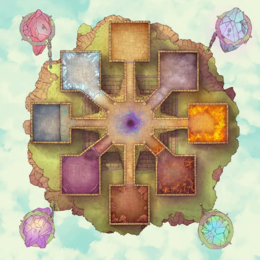 Ancient Wizard Lair map, Elemental Rooms Day variant thumbnail