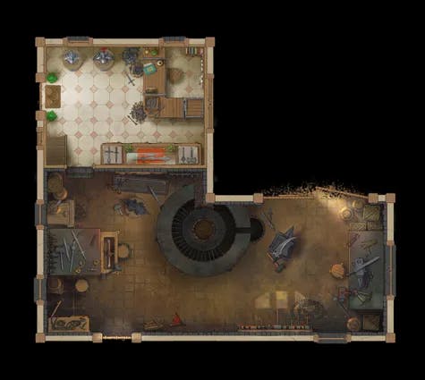 Blacksmith Interior map, Ground Floor Forge Off Day variant thumbnail