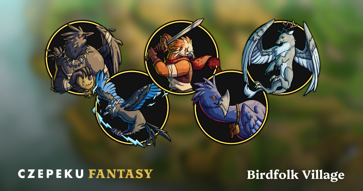 Birdfolk Village Token Pack | Hand-Drawn Fantasy RPG Tokens by Czepeku