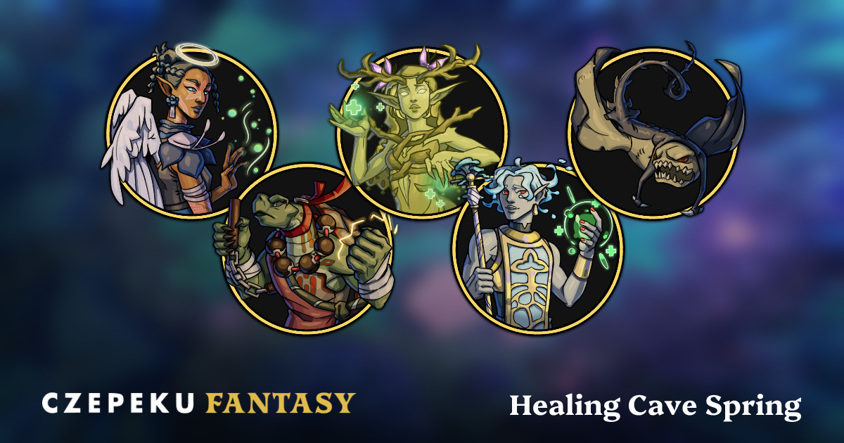 Healing Cave Spring Token Pack | Hand-Drawn Fantasy RPG Tokens by Czepeku