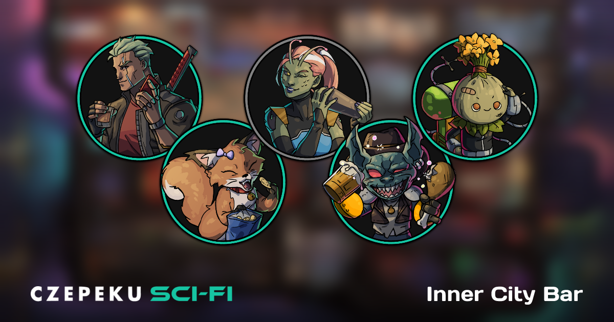 Inner City Bar Token Pack | Hand-Drawn Sci-Fi RPG Tokens by Czepeku