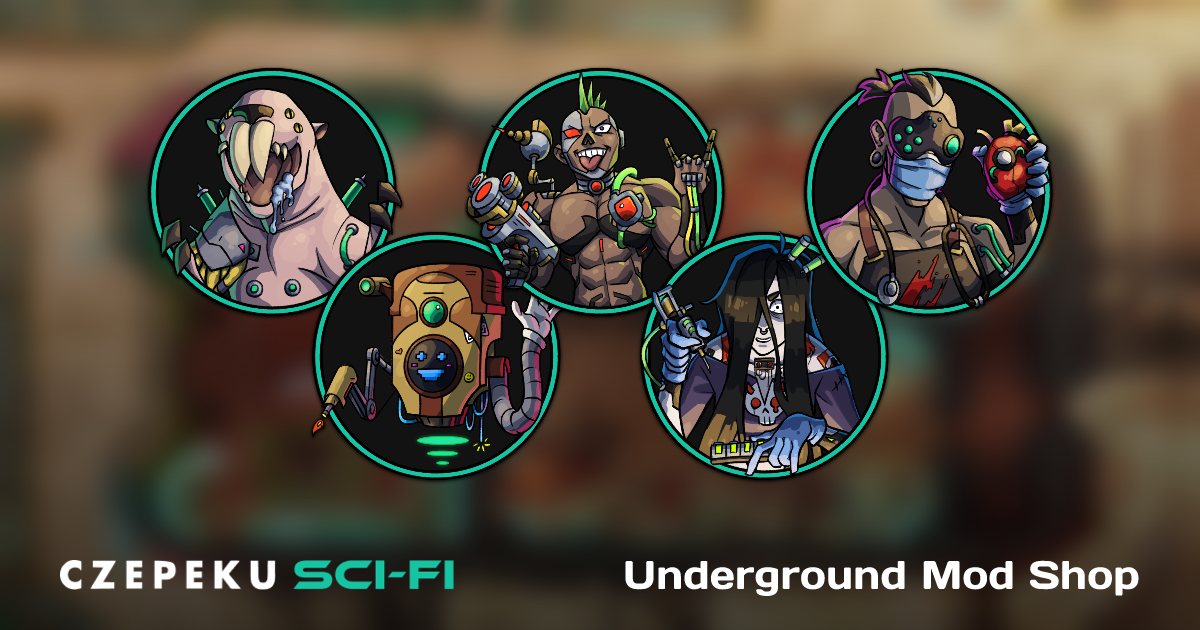Underground Mod Shop Token Pack | Hand-Drawn Sci-Fi RPG Tokens by Czepeku